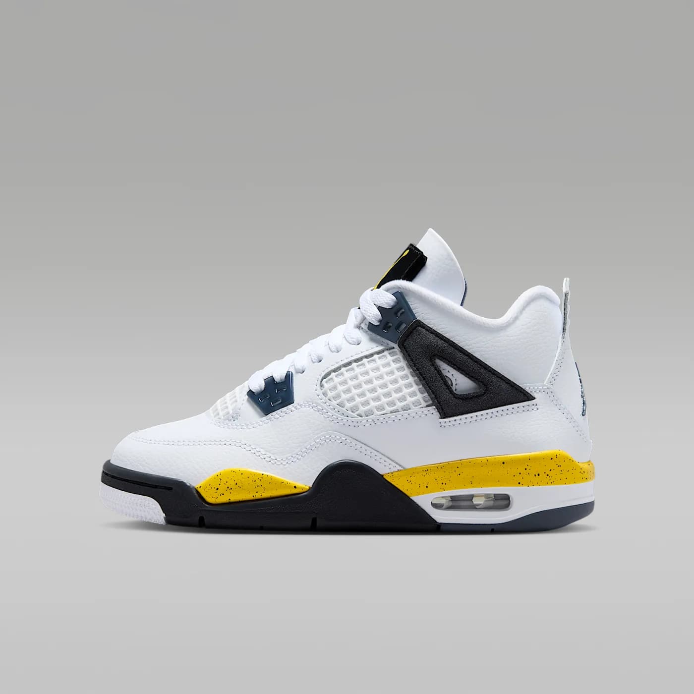 Air Jordan 4 Retro "Tour Yellow", White/Dark Blue Grey/Black/Tour Yellow