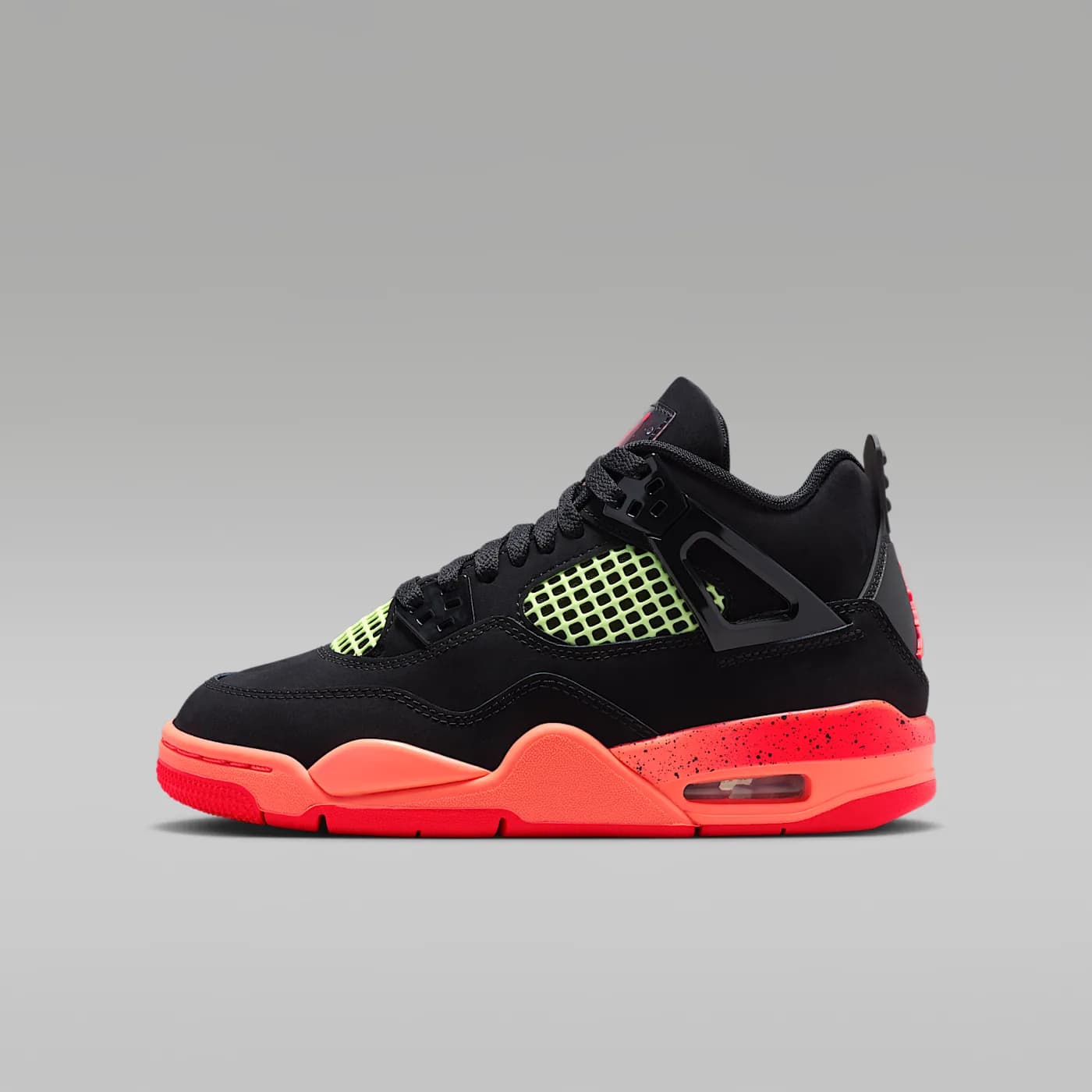 Air Jordan 4 Retro, Black/Bright Mango/Barely Volt/Infrared 23