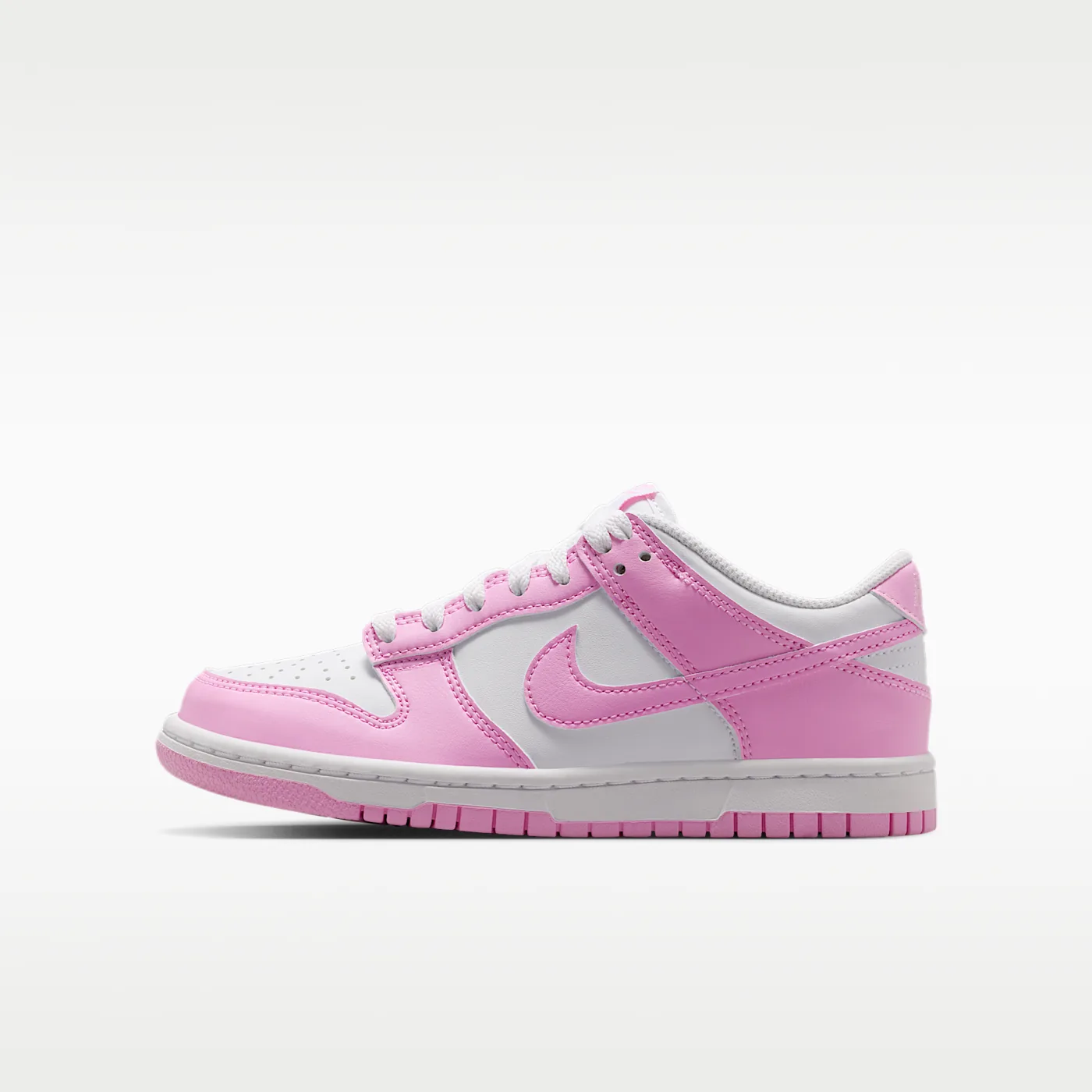 Nike Dunk Low, White/White/White/Pink Rise