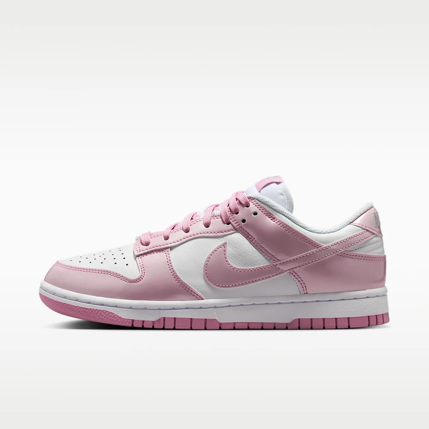 Nike Dunk Low SE "Gloss", White/White/Metallic Silver/Pink Rise